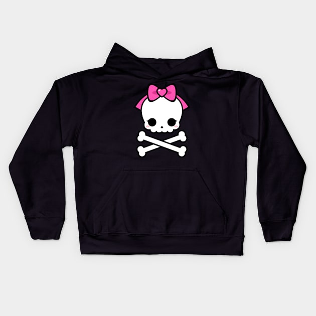 Cute Kawaii Skull and Crossbones Kids Hoodie by alien3287